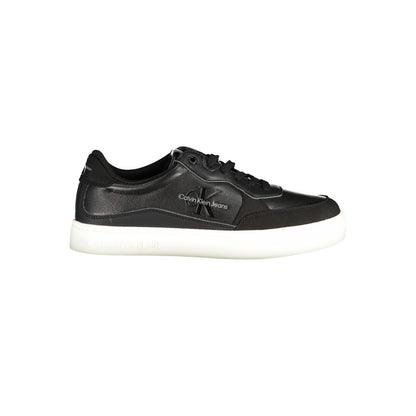 Athletic Sneakers by Calvin Klein for men in polyester polyethylene leather black presents a sleek silhouette, perfectly capturing the athletic style essence of Men's Athletic Polyester Polyethylene Leather Sneakers with its sleek design and premium finish.