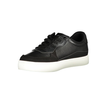 Athletic Sneakers by Calvin Klein for men in polyester polyethylene leather black features an architectural silhouette from the Men's Athletic Polyester Polyethylene Leather Sneakers collection, showcasing a architectural athletic style for a architectural look.