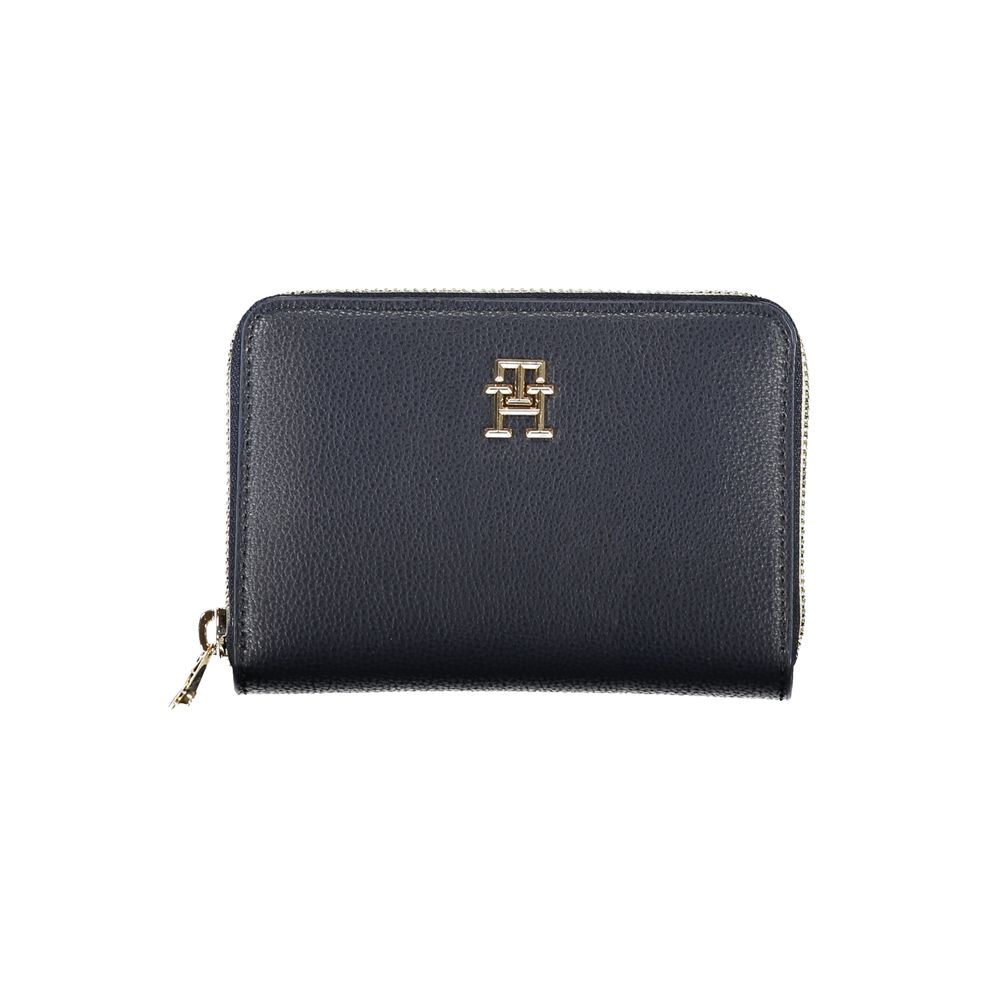 Wallet by Tommy Hilfiger for women in polyester & polyethylene blue & signature showcases a refined silhouette, artfully capturing the essence of the refined Polyester & Polyethylene Wallet design with functional eco-friendly.