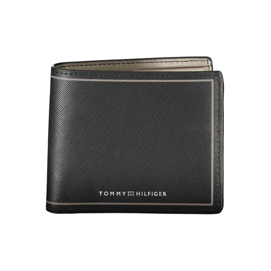 Wallet by Tommy Hilfiger for men in leather black showcases a refined silhouette, artfully capturing the essence of the refined Leather Wallet design with functional coin-purse.