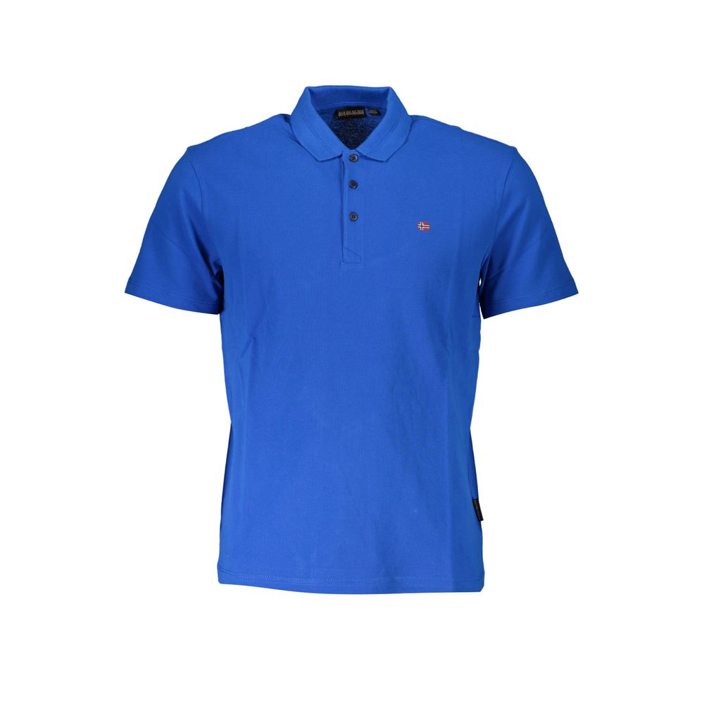 Polo Shirt by Napapijri for men in cotton blue presents a sleek silhouette, featuring a refined and for a sleek finish.