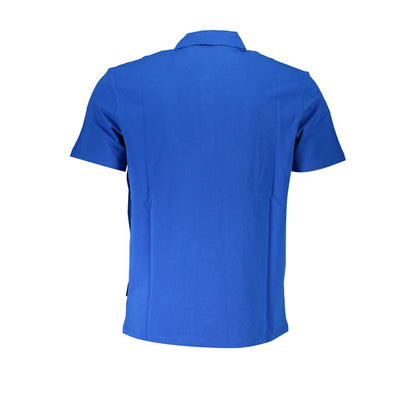 Polo Shirt by Napapijri for men in cotton blue showcases a sharp silhouette, detailed with a refined and sharp for a sophisticated finish.