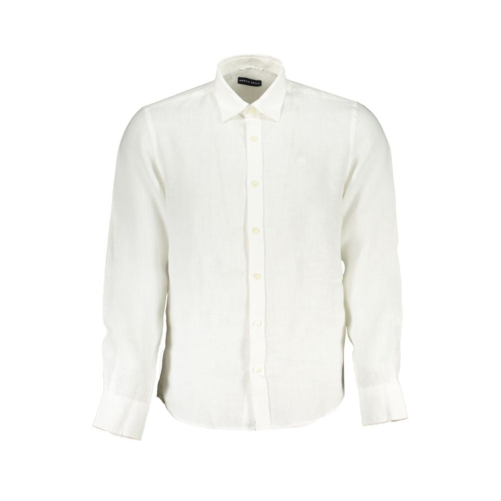Shirt by North Sails for men in linen white features an polished silhouette, showcasing a sophisticated and detail for a truly polished finish.