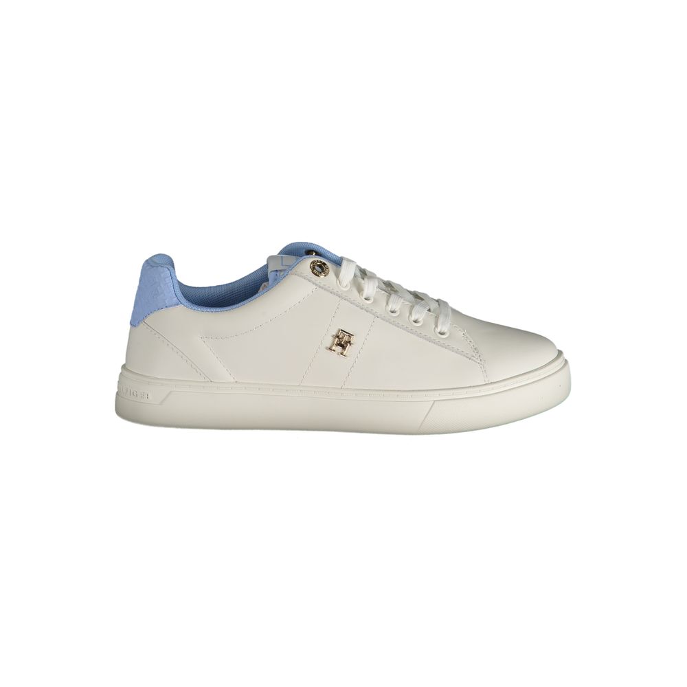 Sneakers by Tommy Hilfiger for women in polyester polyethylene leather light-blue features an opulent silhouette from the Women's Casual Polyester Polyethylene Leather Sneakers collection, showcasing a signature casual style with an opulent finish.