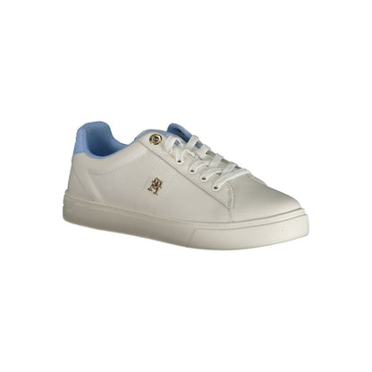 Sneakers by Tommy Hilfiger for women in polyester polyethylene leather light-blue presents a sumptuous silhouette as Women's Casual Polyester Polyethylene Leather Sneakers, expertly defined by a sumptuous casual style for a sumptuous, high-fashion look.