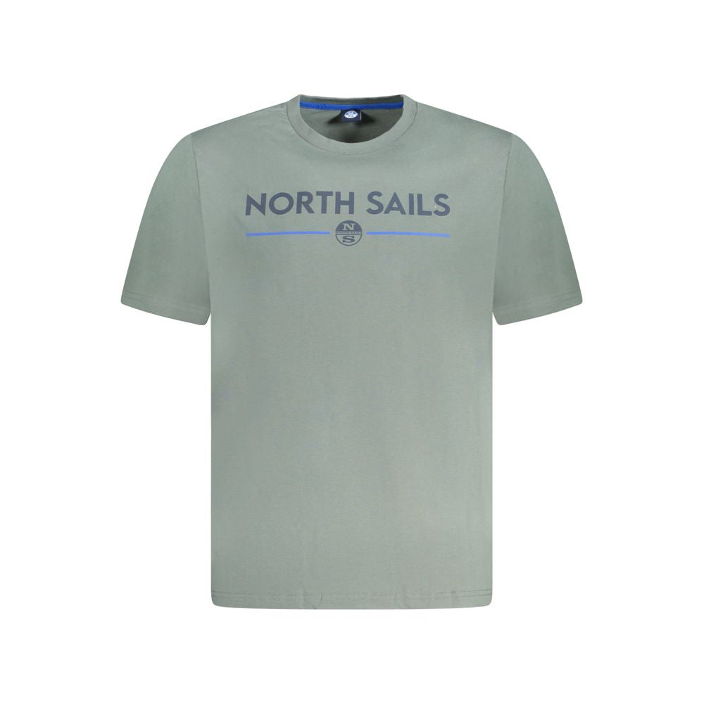 T-Shirt by North Sails for men in cotton green & print showcases a unassuming silhouette, artfully detailed with a refined crew neckline and unassuming for a sophisticated, contemporary look.