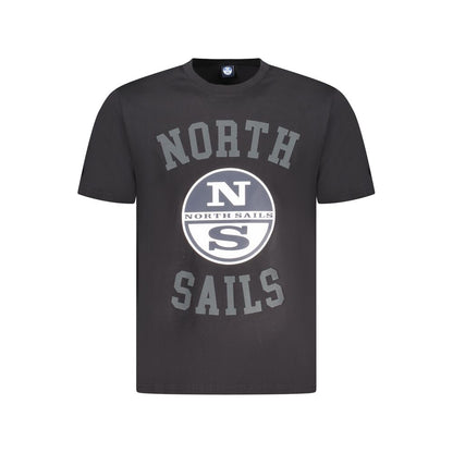 T-Shirt by North Sails for men in cotton black & print showcases a unassuming silhouette, artfully detailed with a refined crew neckline and unassuming short-sleeve for a sophisticated, contemporary look.