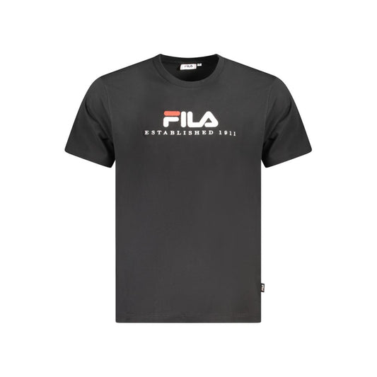 T-Shirt by Fila for men in organic cotton black showcases a unassuming silhouette, artfully detailed with a refined crew neckline and unassuming for a sophisticated, contemporary look.