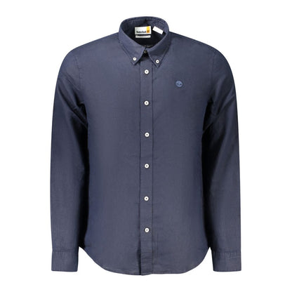 Shirt by Timberland for men in cotton blue presents a discerning silhouette, showcasing a sophisticated button-down-collar neckline and for a truly discerning finish.