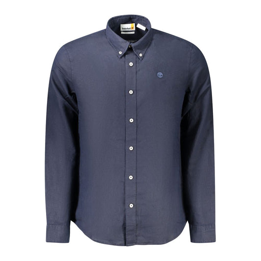 Shirt by Timberland for men in cotton blue presents a discerning silhouette, showcasing a sophisticated button-down-collar neckline and for a truly discerning finish.
