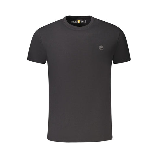 T-Shirt by Timberland for men in cotton black showcases a unassuming silhouette, artfully detailed with a refined crew neckline and unassuming short-sleeve for a sophisticated, contemporary look.