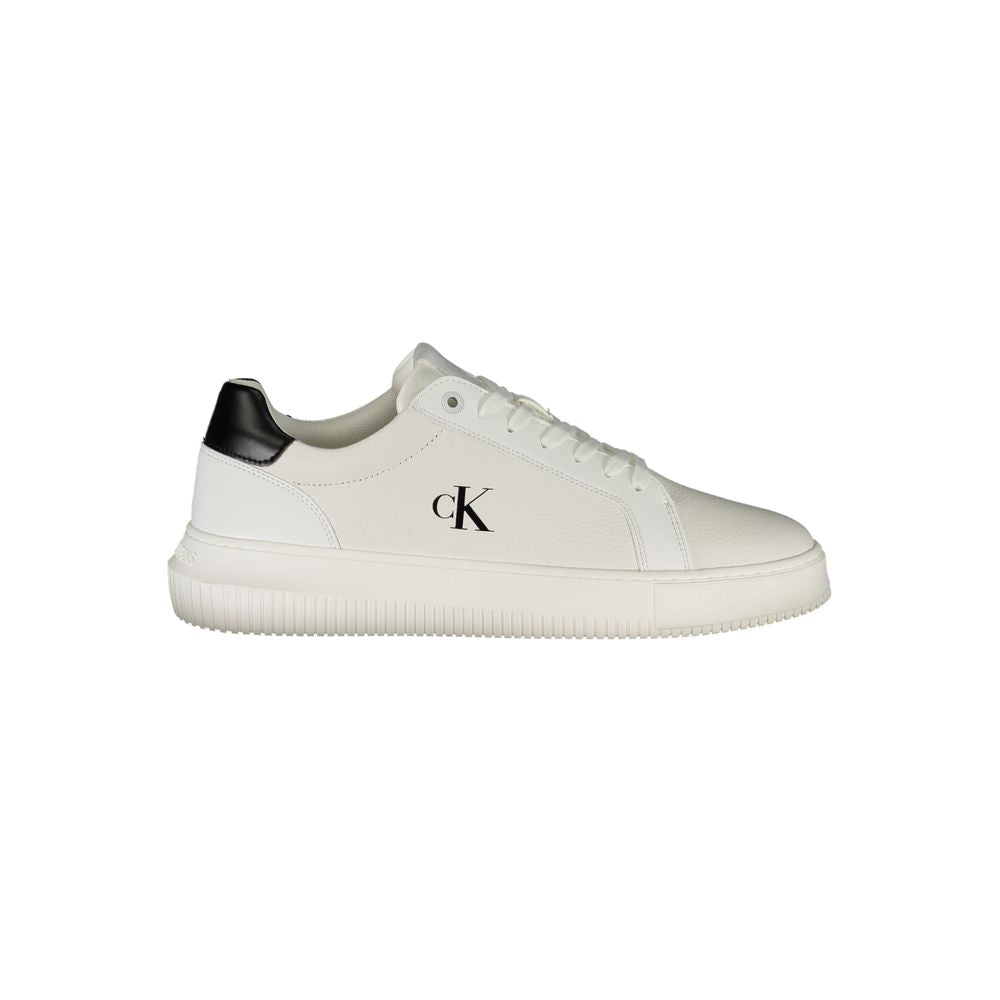 Athletic Sneakers by Calvin Klein for men in polyester polyethylene leather black, white & print features an stately silhouette, showcasing the signature athletic style of the Crisp Men's Athletic Polyester Polyethylene Leather Sneakers collection with a truly stately finish.