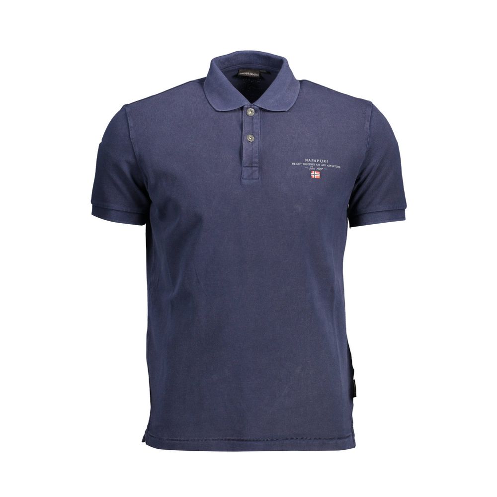 Polo Shirt by Napapijri for men in cotton blue, signature & print presents a sleek silhouette, featuring a refined and short-sleeve for a sleek finish.