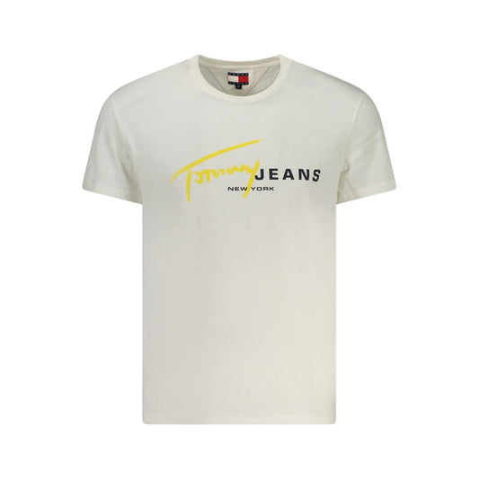 T-Shirt by Tommy Hilfiger for men in cotton white showcases a chic silhouette, artfully detailed with a chic crew neckline and for a chic finish.
