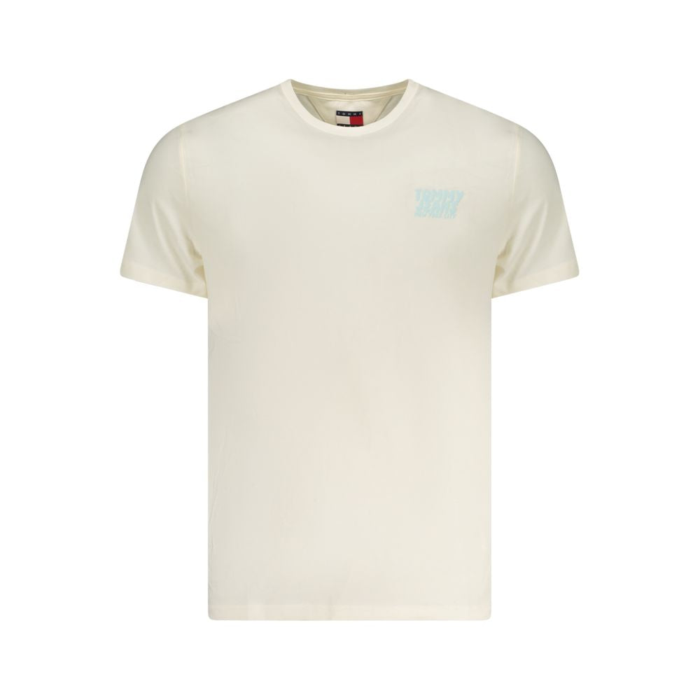 T-Shirt by Tommy Hilfiger for men in cotton beige, signature & print showcases a dramatic silhouette, elegantly detailed with a dramatic crew neckline and short-sleeve for a truly dramatic finish.