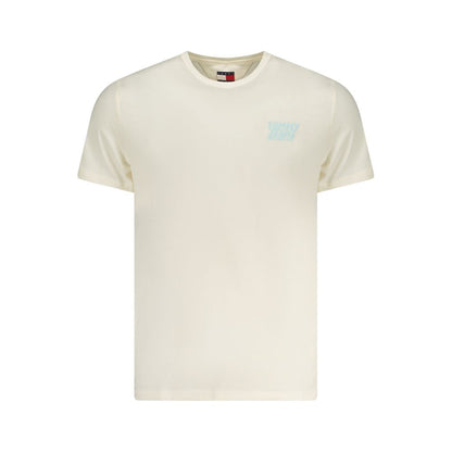 T-Shirt by Tommy Hilfiger for men in cotton beige, signature & print showcases a dramatic silhouette, elegantly detailed with a dramatic crew neckline and short-sleeve for a truly dramatic finish.