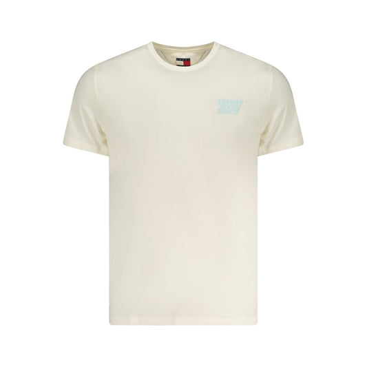 T-Shirt by Tommy Hilfiger for men in cotton beige, signature & print showcases a dramatic silhouette, elegantly detailed with a dramatic crew neckline and short-sleeve for a truly dramatic finish.