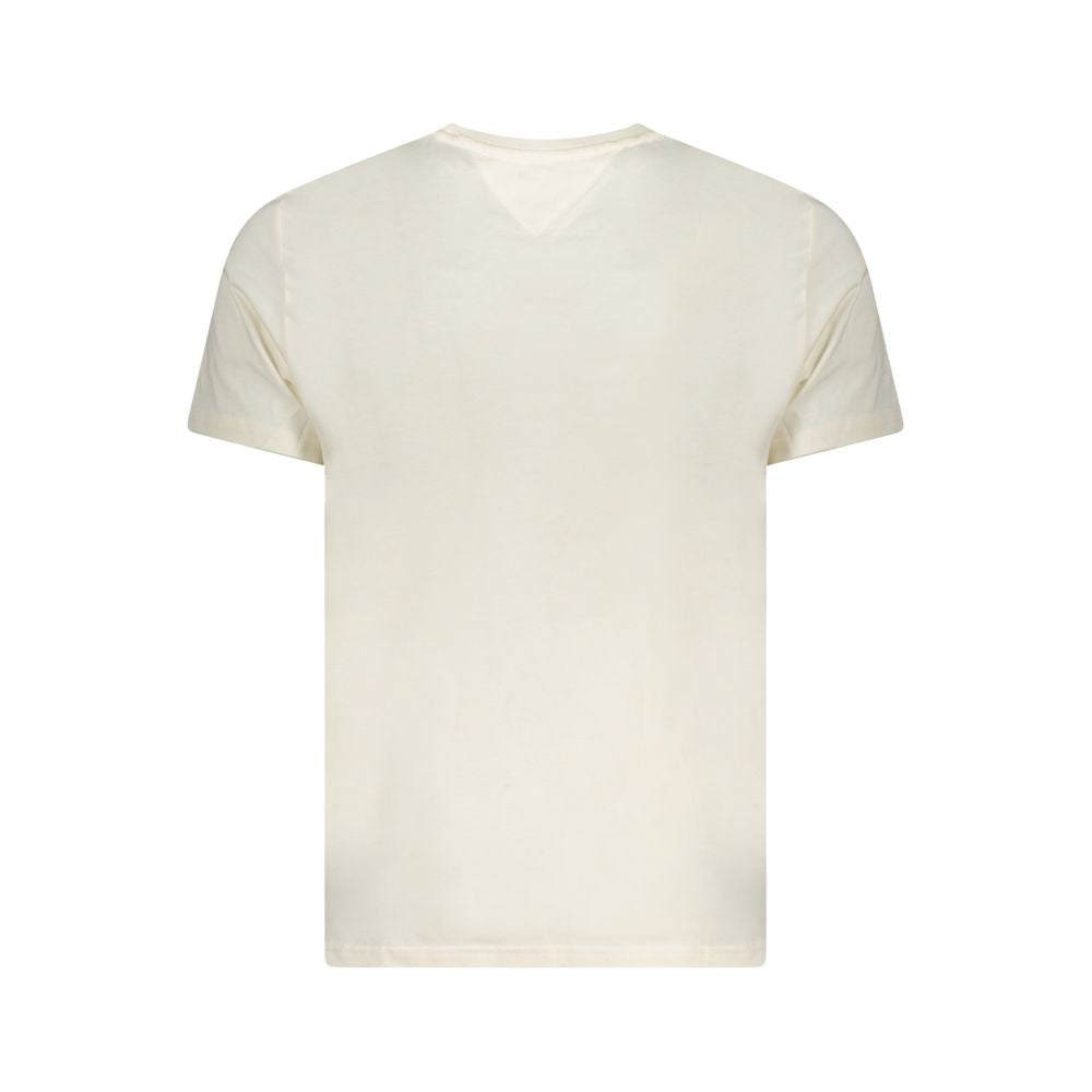 T-Shirt by Tommy Hilfiger for men in cotton beige, signature & print showcases a unassuming silhouette, artfully detailed with a refined crew neckline and unassuming for a sophisticated, contemporary look.