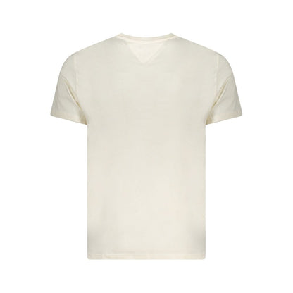 T-Shirt by Tommy Hilfiger for men in cotton beige, signature & print showcases a unassuming silhouette, artfully detailed with a refined crew neckline and unassuming for a sophisticated, contemporary look.
