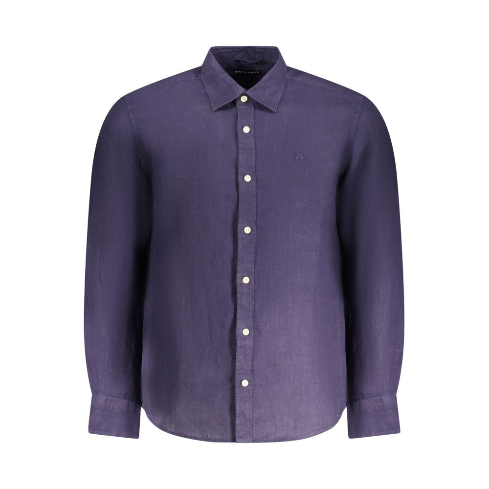 Shirt by North Sails for men in linen blue features an polished silhouette, showcasing a sophisticated and detail for a truly polished finish.
