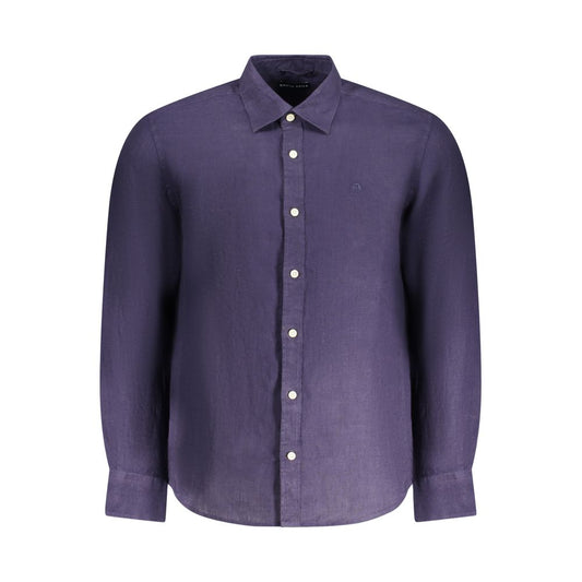 Shirt by North Sails for men in linen blue features an polished silhouette, showcasing a sophisticated and detail for a truly polished finish.