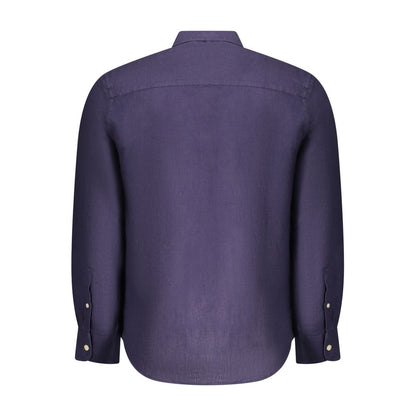 Shirt by North Sails for men in linen blue presents a discerning silhouette, showcasing a sophisticated and for a truly discerning finish.