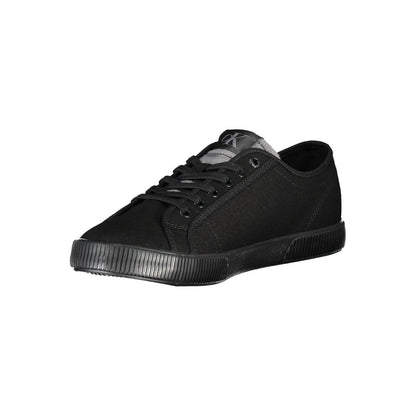 Sneakers by Calvin Klein for men in polyester polyethylene cotton black presents a sumptuous silhouette, artfully capturing the essence of the Men's Fashion Polyester Polyethylene Cotton Sneakers with its sumptuous fashion style design.