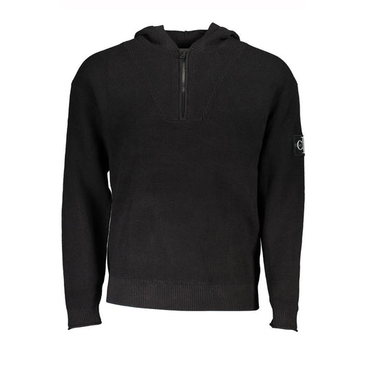 This Hooded Sweater by Calvin Klein for men in organic cotton & polyamide black presents a understated silhouette, featuring a sophisticated hooded neckline and for a understated finish.