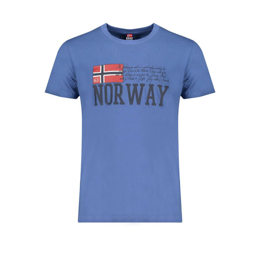 T-Shirt by Norway 1963 for men in cotton blue & print showcases a chic silhouette, artfully detailed with a chic crew neckline and for a chic finish.