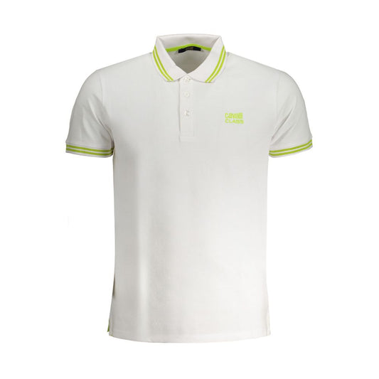 Polo Shirt by Cavalli Class for men in cotton white & signature presents a crisp silhouette, artfully detailed with a crisp and crisp .