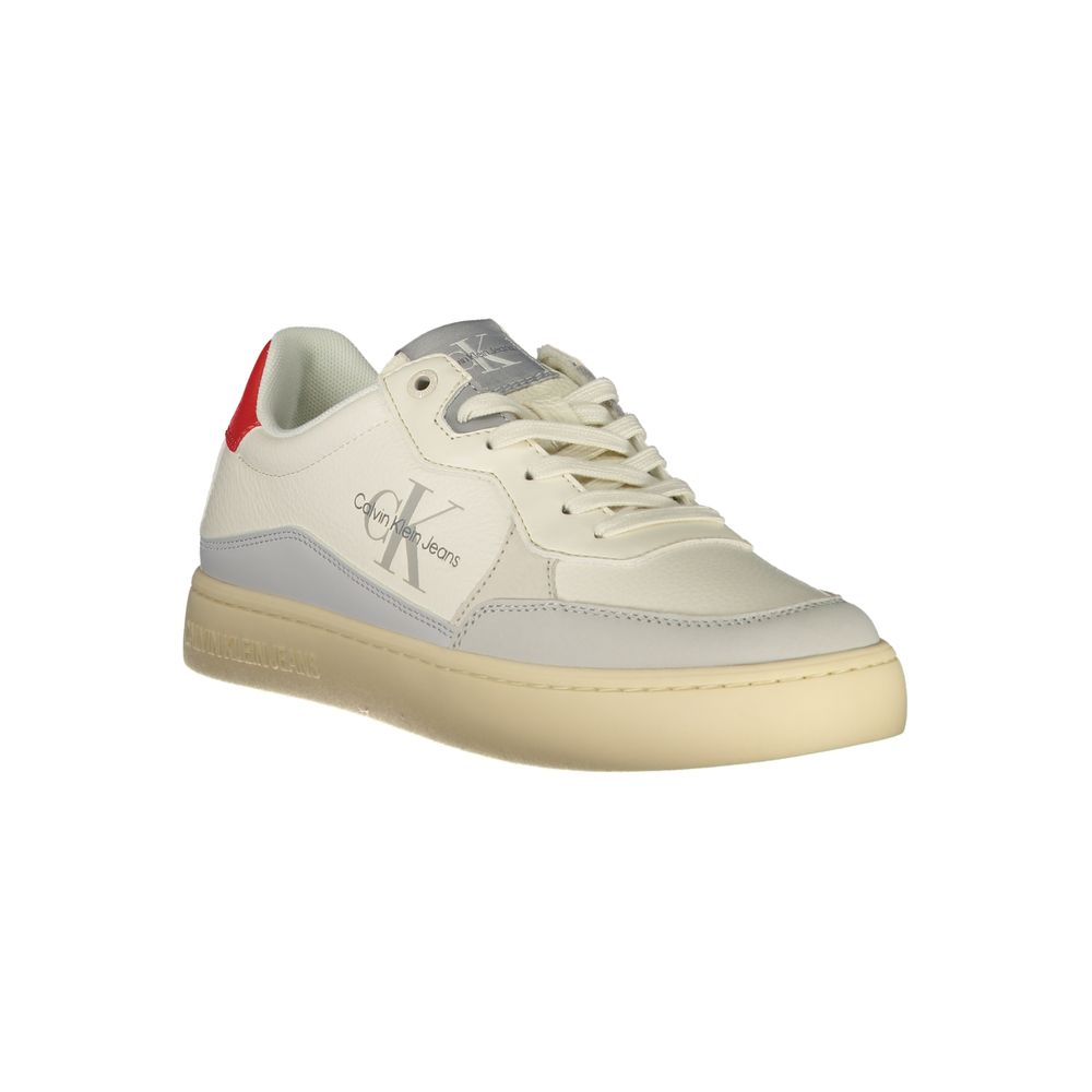 Sneakers by Calvin Klein for men in polyester & rubber white & print features an opulent silhouette from the Men's Fashion Polyester & Rubber Sneakers collection, showcasing a signature fashion style with an opulent finish.