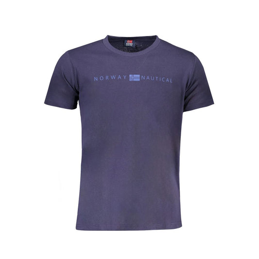 T-Shirt by Norway 1963 for men in cotton blue & print showcases a fashionable silhouette, elegantly detailed with a fashionable and crew neckline for a sophisticated, high-fashion look.