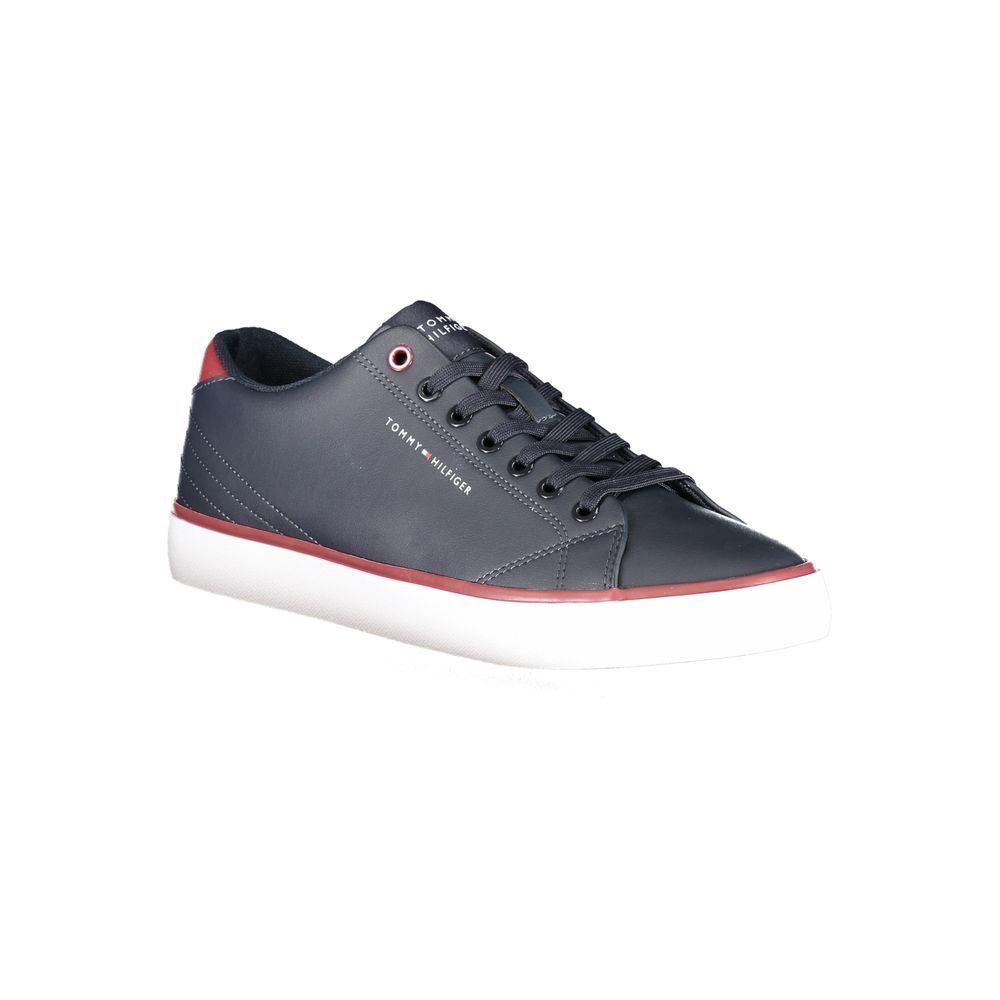 Athletic Sneakers by Tommy Hilfiger for men in polyester blue & print presents a sleek silhouette, perfectly capturing the athletic style essence of Men's Athletic Polyester Sneakers with its sleek design and premium finish.