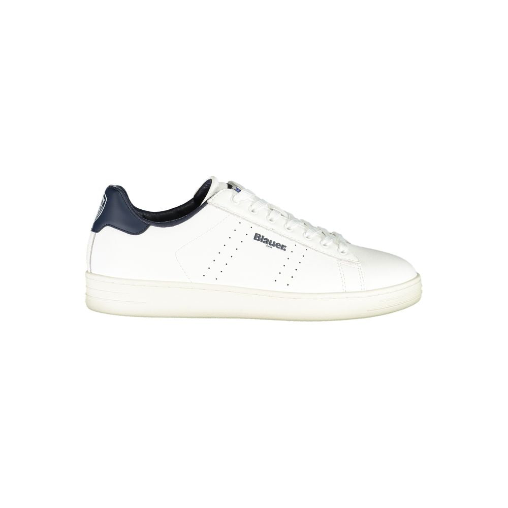 Athletic Sneakers by Blauer for men in polyester polyurethane leather blue & white showcases an impeccable silhouette, defined by an impeccable athletic style design that perfectly captures the essence of the City Crisp Men's Athletic Polyester Polyurethane Leather Sneakers.