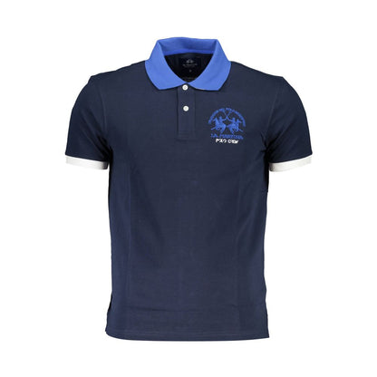 Polo Shirt by La Martina for men in cotton blue & signature features a eye catching silhouette, showcasing a refined and short-sleeve for a eye catching finish.