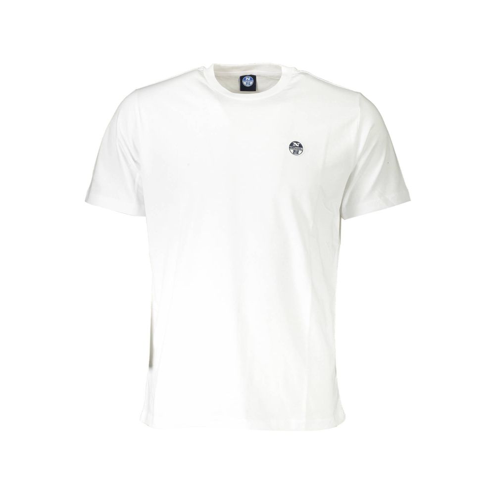 T-Shirt by North Sails for men in cotton polyester white showcases a fashionable silhouette, elegantly detailed with a fashionable short-sleeve and crew neckline for a sophisticated, high-fashion look.
