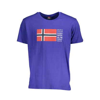 T-Shirt by Norway 1963 for men in cotton blue & print features an on trend silhouette, perfectly showcasing a on trend short-sleeve and crew neckline for an elevated aesthetic.