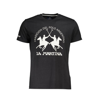 T-Shirt by La Martina for men in cotton black, signature & print features an on trend silhouette, perfectly showcasing a on trend and crew neckline for an elevated aesthetic.