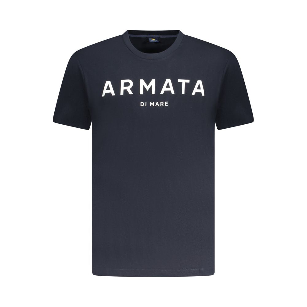 T-Shirt by Armata Di Mare for men in cotton blue & print showcases a fashionable silhouette, elegantly detailed with a fashionable short-sleeve and for a sophisticated, high-fashion look.