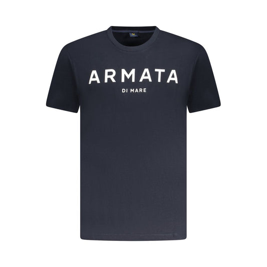 T-Shirt by Armata Di Mare for men in cotton blue & print showcases a fashionable silhouette, elegantly detailed with a fashionable short-sleeve and for a sophisticated, high-fashion look.