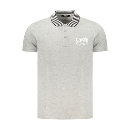 This Polo Shirt by Cavalli Class for men in cotton gray & print presents a flawless silhouette, showcasing flawless short-sleeve detailing and a refined for a truly flawless aesthetic.