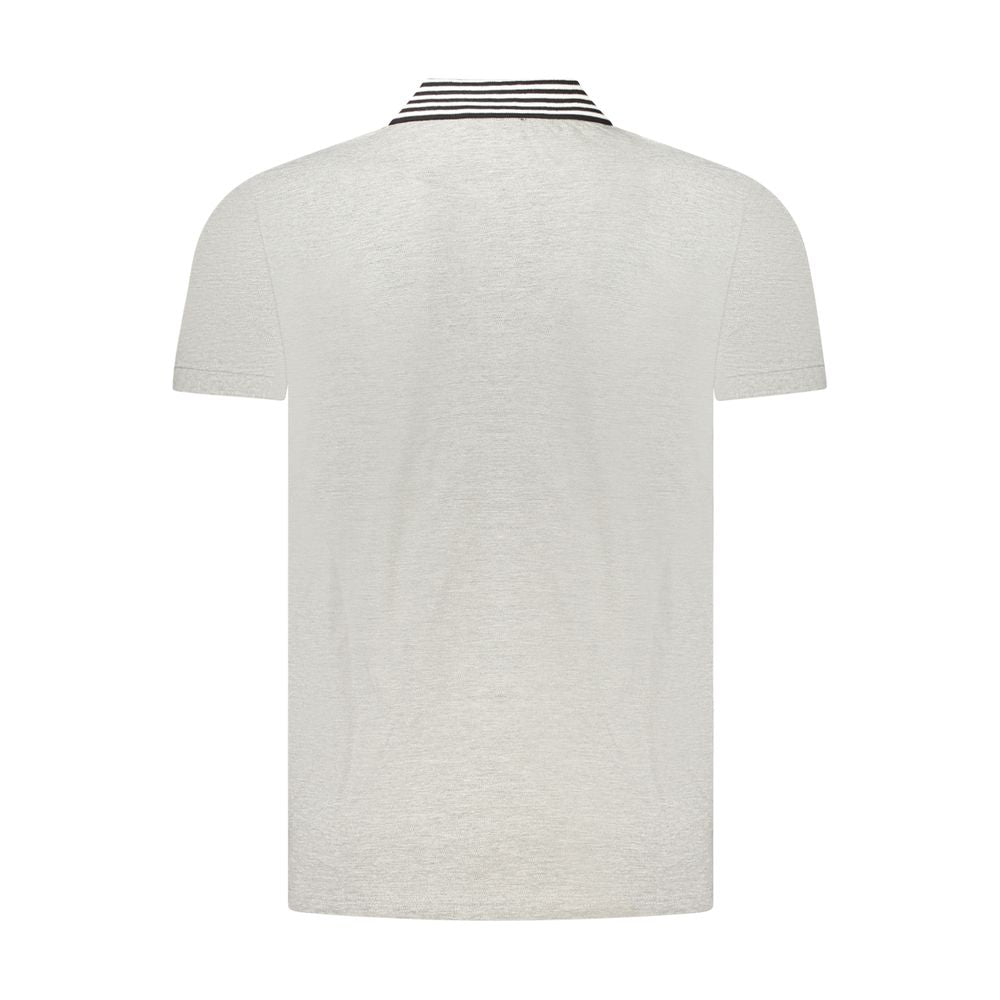 Polo Shirt by Cavalli Class for men in cotton gray & print showcases a sharp silhouette, detailed with a refined and sharp for a sophisticated finish.