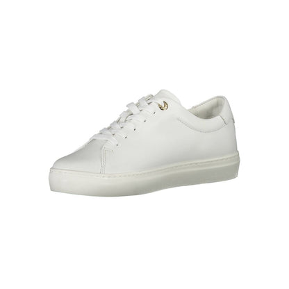 Sneakers by Tommy Hilfiger for women in polyester leather white features an sumptuous design from the Women's Casual Polyester Leather Sneakers collection, highlighting a sumptuous casual style for a premium, high-fashion look.