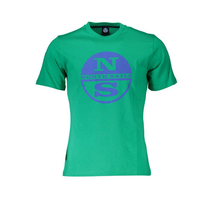 T-Shirt by North Sails for men in cotton green features a plush silhouette, showcasing a sophisticated round neckline and for a truly plush finish.