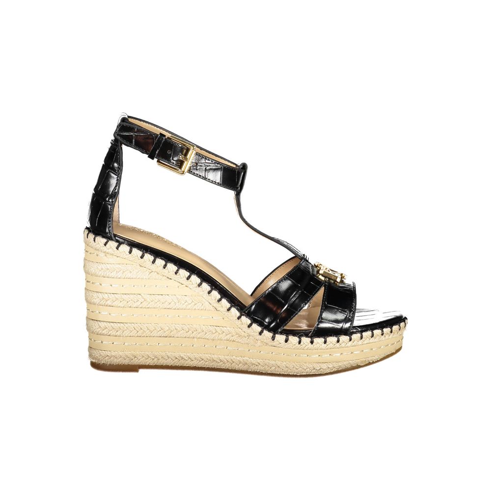Wedge Ankle Strap Sandals by Ralph Lauren for women in polyester black features an statuesque Women's Polyester Wedge Ankle Strap Sandals silhouette with a refined wedge and elegant .