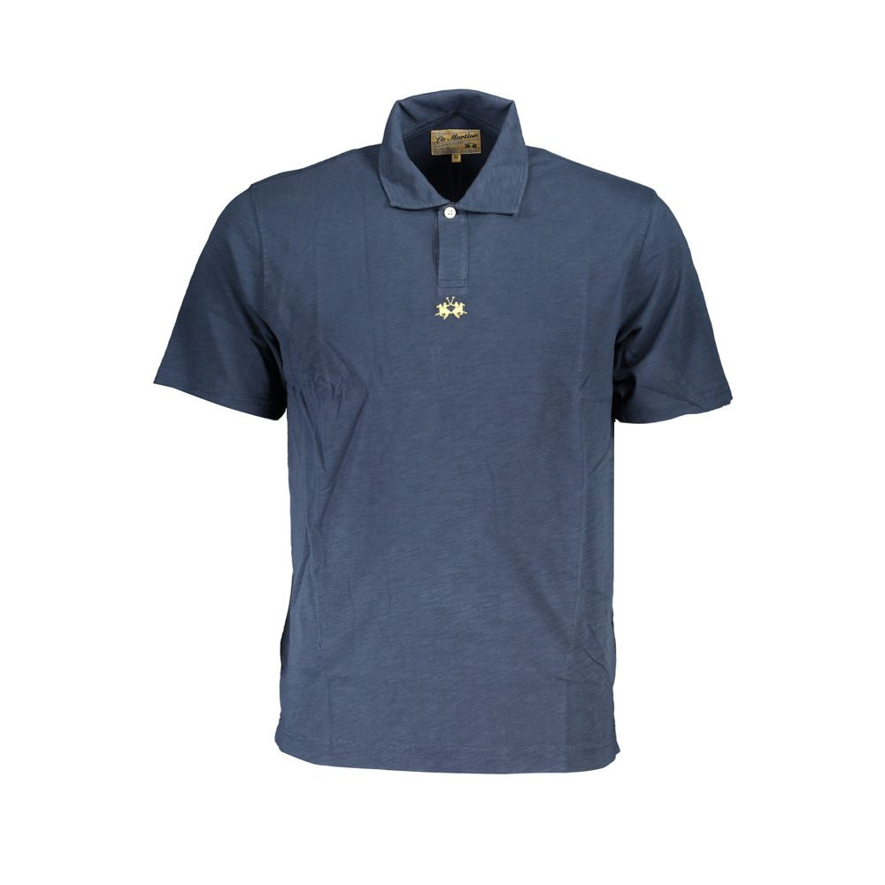 Polo Shirt by La Martina for men in cotton blue showcases a enviable silhouette, featuring a refined and for a enviable finish.