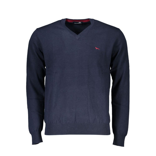 Sweater by Harmont & Blaine for men in cotton blue showcases a downtown chic silhouette, artfully finished with a downtown chic v-neck neckline and for a sophisticated, high-end look.