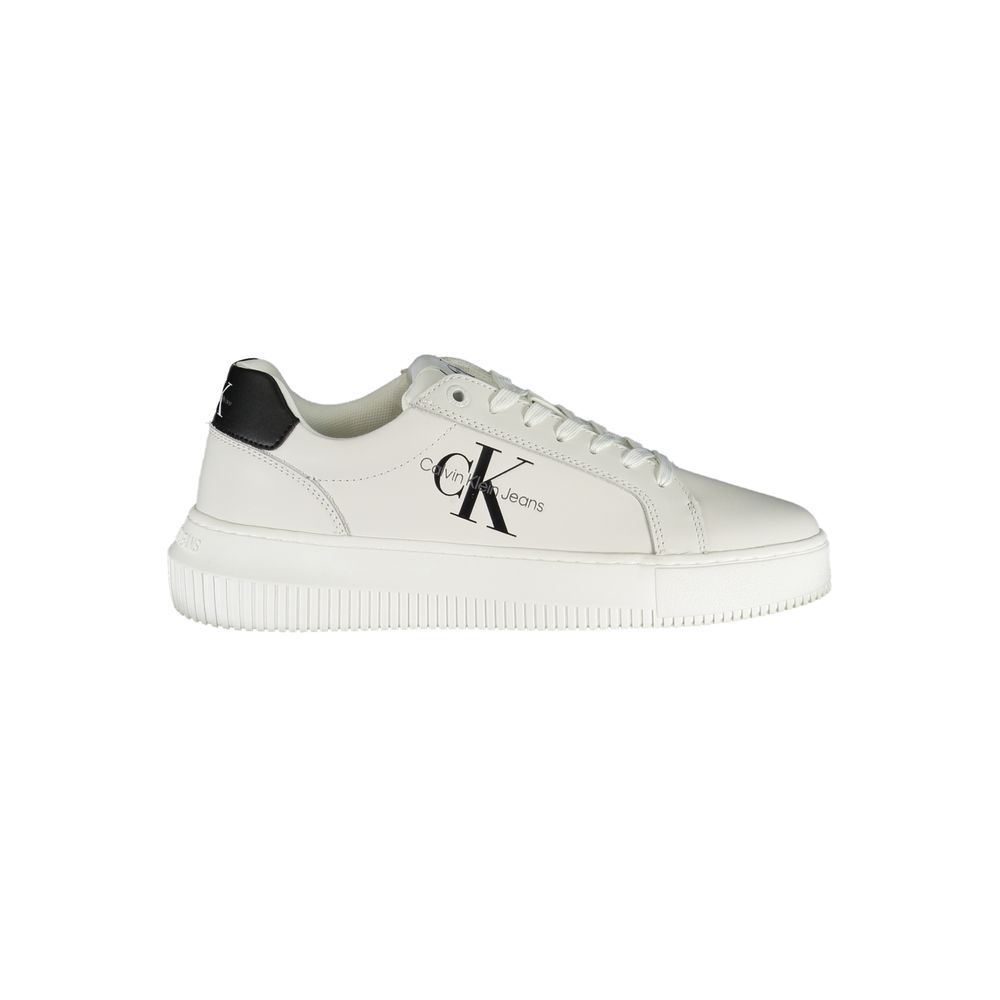 Sneakers by Calvin Klein for women in polyester polyethylene leather white presents a sumptuous silhouette, artfully capturing the essence of the Women's Athletic Casual Polyester Polyethylene Leather Sneakers with its sumptuous athletic casual style design.
