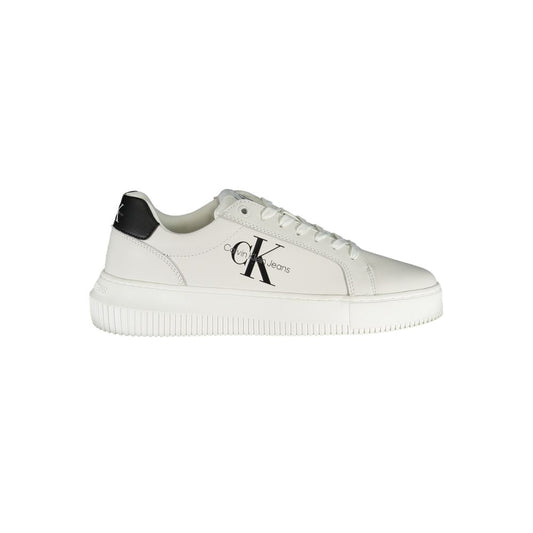 Sneakers by Calvin Klein for women in polyester polyethylene leather white presents a sumptuous silhouette, artfully capturing the essence of the Women's Athletic Casual Polyester Polyethylene Leather Sneakers with its sumptuous athletic casual style design.