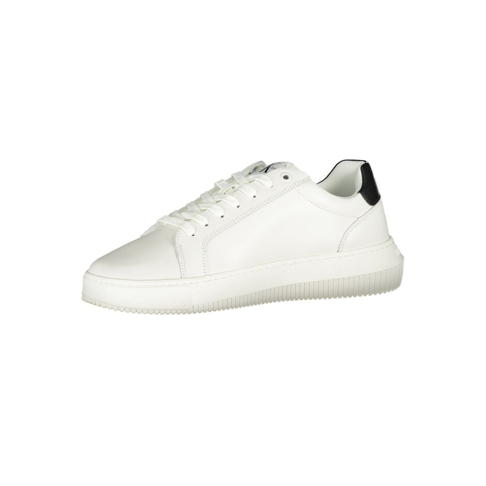 Sneakers by Calvin Klein for men in polyester polyethylene leather white presents a sumptuous silhouette from the Men's Casual Polyester Polyethylene Leather Sneakers collection, showcasing a sumptuous casual style for an elevated aesthetic.